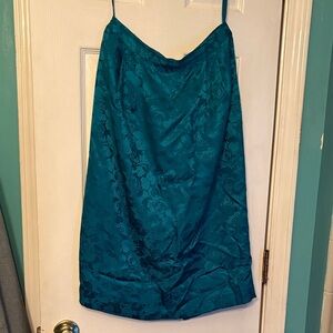 Teal Floral Jacquard Silk Skirt